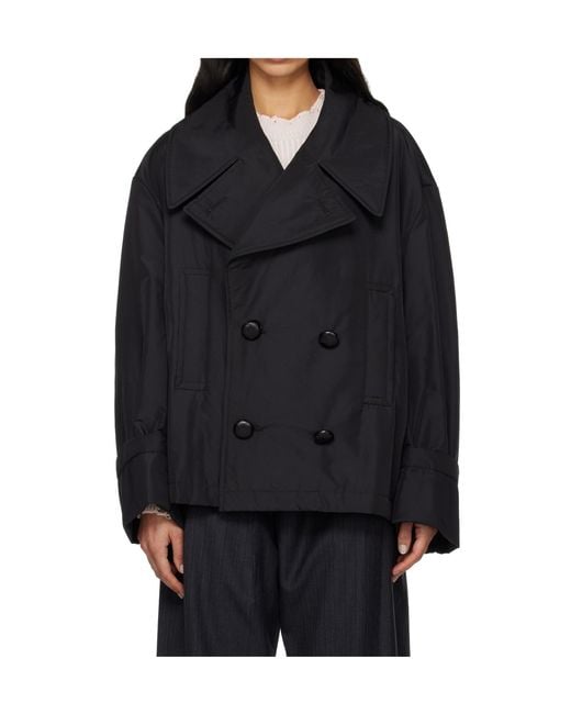 MM6 by Maison Margiela Black Double Breasted Long-Sleeve Casual Jacket
