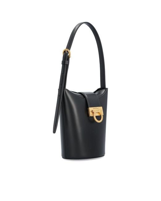 Ferragamo Black Ferragamo Trifolio Logo Plaque Tote Bag