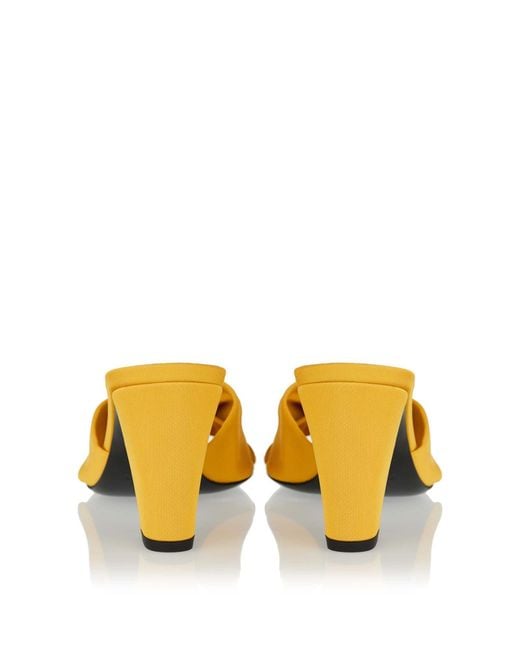 Saint Laurent Yellow 75Mm Franciane Satin Mule Sandals