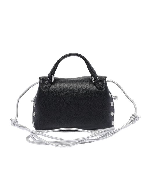 Zanellato Black Postina Superbaby Foldover Top Handbag