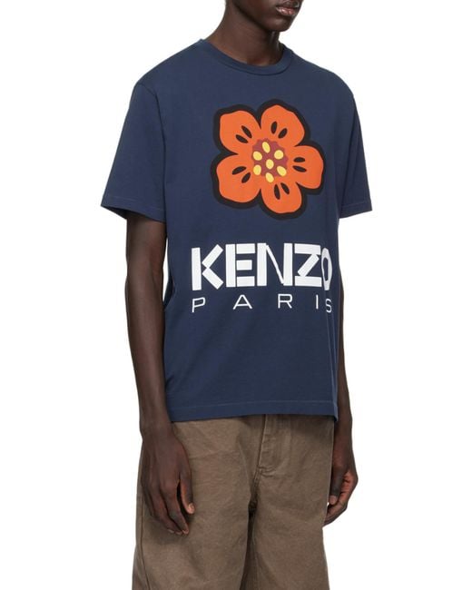 KENZO Blue Boke Flower Printed Crewneck T-Shirt for men