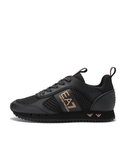 EA7 Black Pull Ring Strapped Low Upper Board Shoes for men
