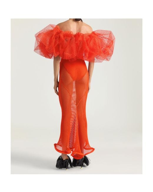 Givenchy Red Long Ruffled Dress