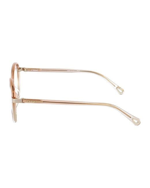 Chloé Natural Chloé Eyewear Round Frame Glasses