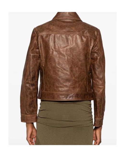 Nili Lotan Brown Long-Sleeve Leather Jacket