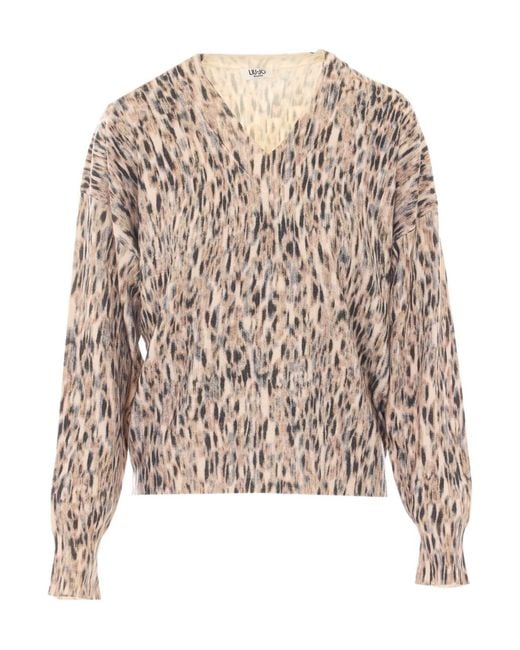 Liu Jo Brown V-Neck Knit Top