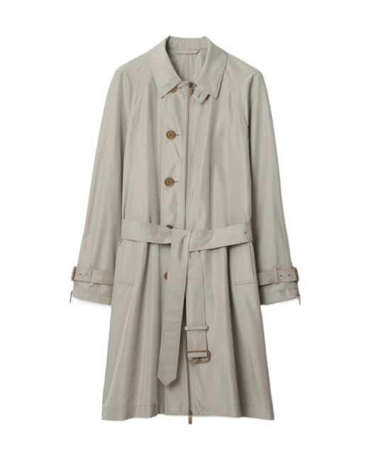 Burberry Gray Silk Long Car Coat for men