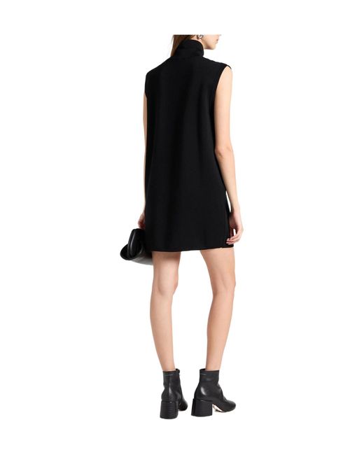 Max Mara Black Solid-Colored Wool Sleeveless Dress