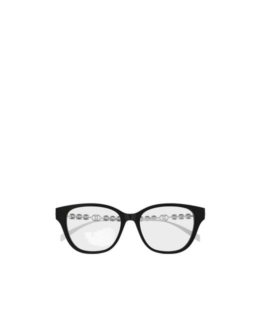 Gucci White Eyewear Embellished Square Frame Glasses