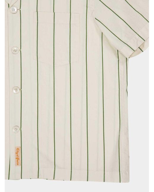 Bode White Celery Striped Short-Sleeve Shirt for men