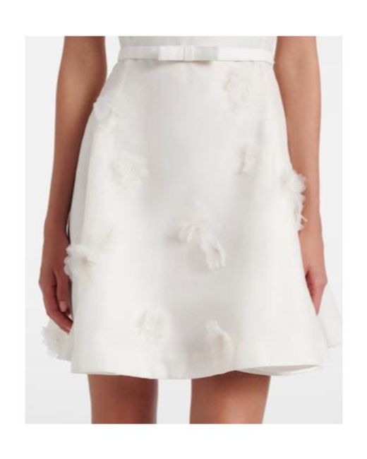 Leo White Elyse Floral-Appliqué Linen And Silk Minidress