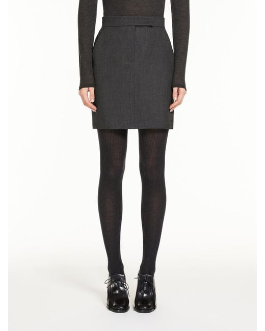 Max Mara Black Wool Gabardine Mini Skirt