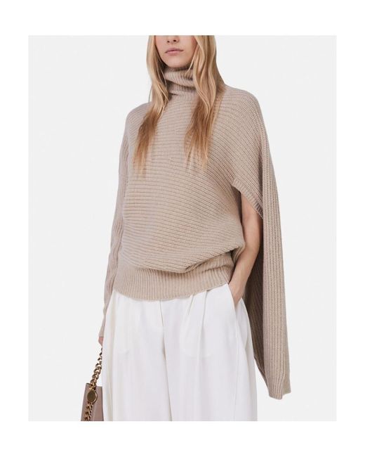 Stella McCartney Natural Roll-Neck Rib-Knit Cape Jumper