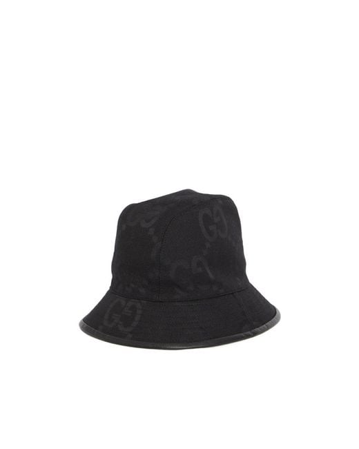 Gucci Black Monogrammed Bucket Hat for men