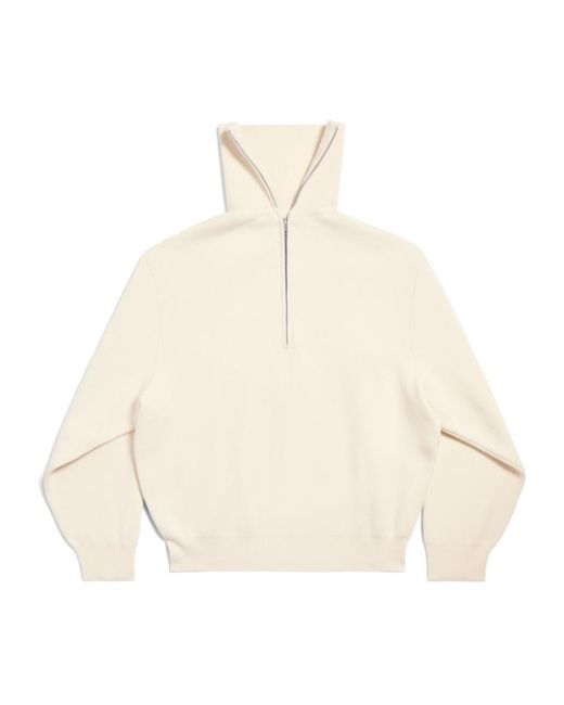 Balenciaga Natural Half-Zip Knitted Jumper