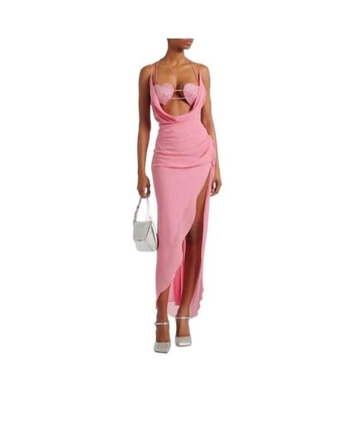 AMINA MUADDI Pink Charlotte Crystal-Embellished Satin Pumps
