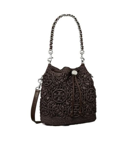 Tory Burch Black T Monogram Bucket Bag