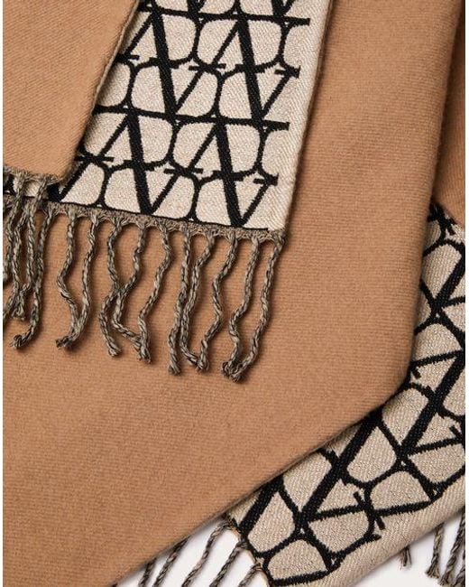 Valentino Natural V-Neck Fringed Edge Cape