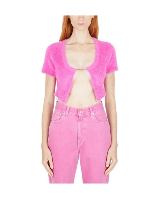 Jacquemus Pink Logo Knitted Cardigan