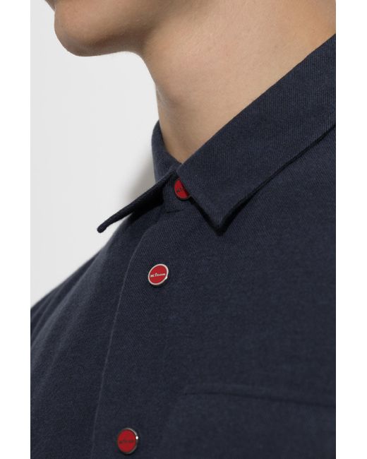 Kiton Blue Collared Long-Sleeved Shirt for men