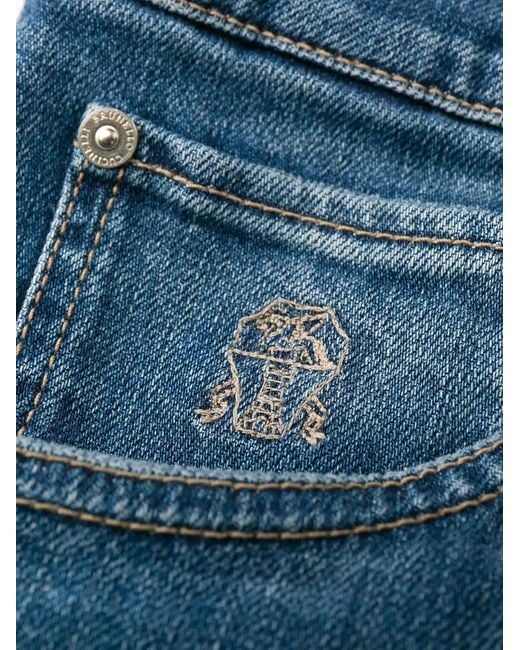 Brunello Cucinelli Blue Faded Wash Skinny Jeans for men