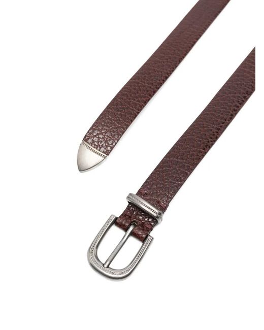 Brunello Cucinelli White Textured Buckle Belt