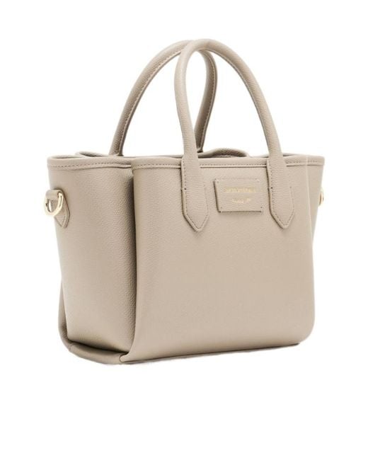 Emporio Armani Natural Small Shopper Bag With Palmellato Finish