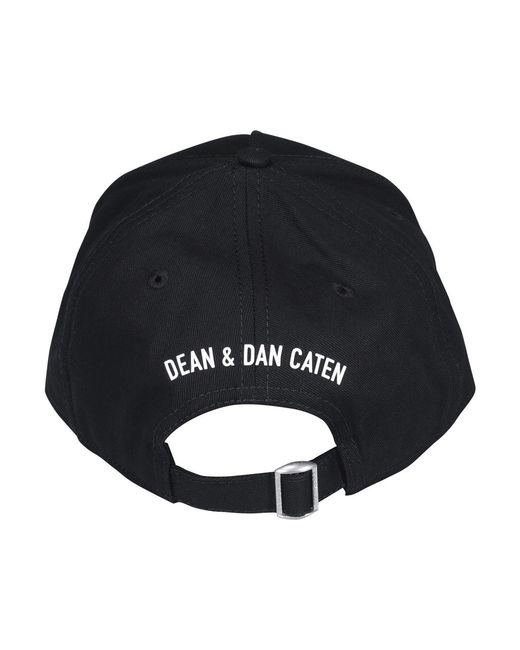 DSquared² Black Logo Printed Distressed Baseball Cap for men