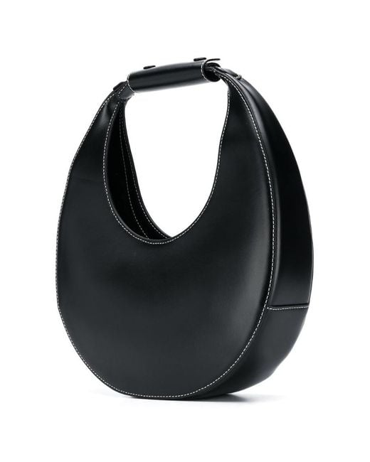 Staud Black Moon Logo Debossed Tote Bag