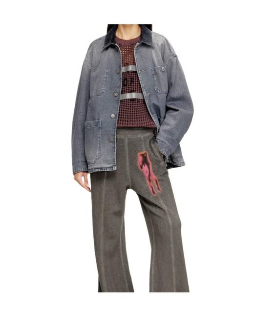 DIESEL Blue D-Stack-U-L Utility Style Denim Jacket for men