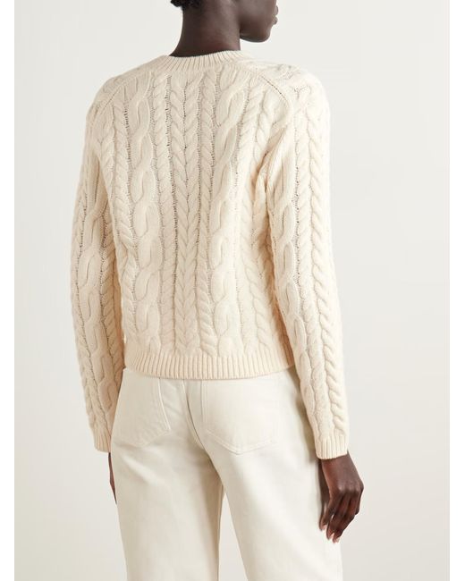 Theory White Cable-Knit Wool And Cashmere-Blend Sweater