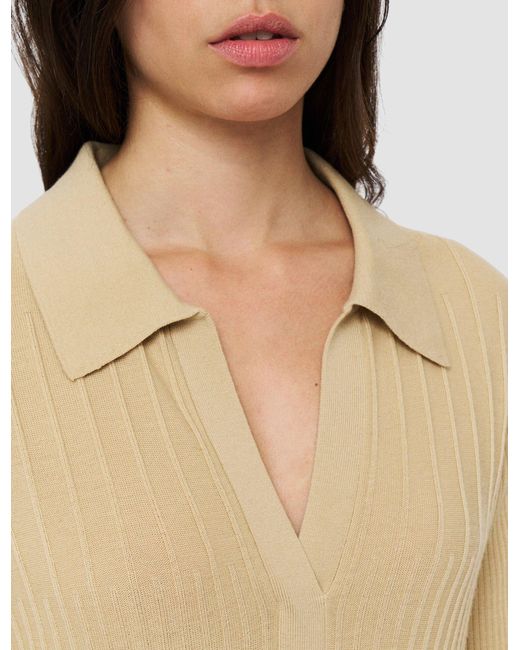 Joseph Natural Flared Hem Midi Polo Dress