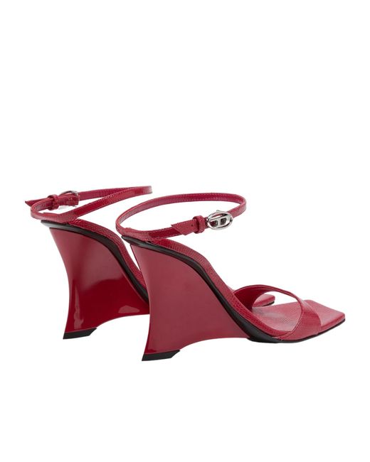 DIESEL Pink D-Amber Wedge Sandals