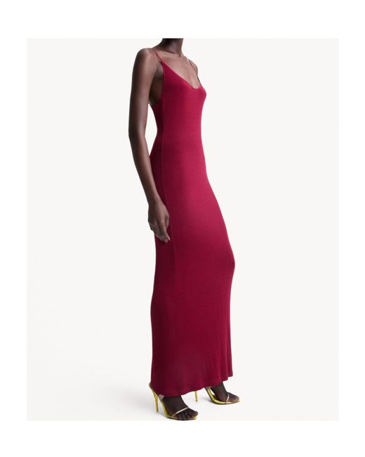 Saint Laurent Red Cassandre-Chain Backless Dress