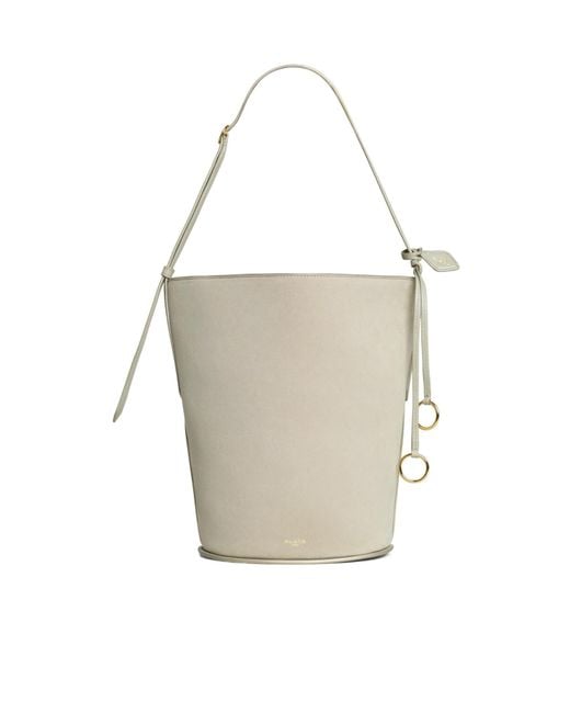 Alaïa White Alaïa Small Ring-Detail Bucket Bag