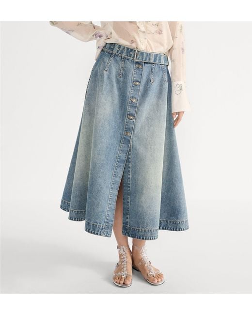 Dior Blue Mid-Length Flared Skirt