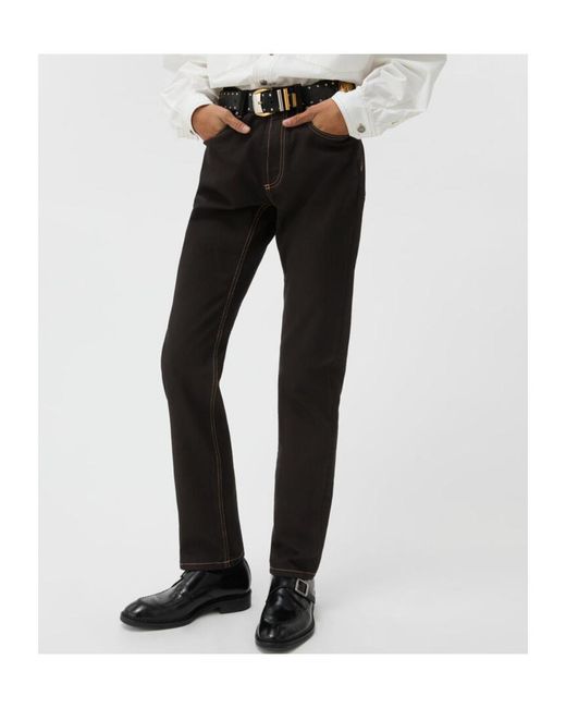 Versace Black Logo-Patch Tapered Jeans for men