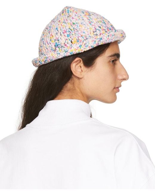 we11done White Logo Rough Knitted Fisherman Hat