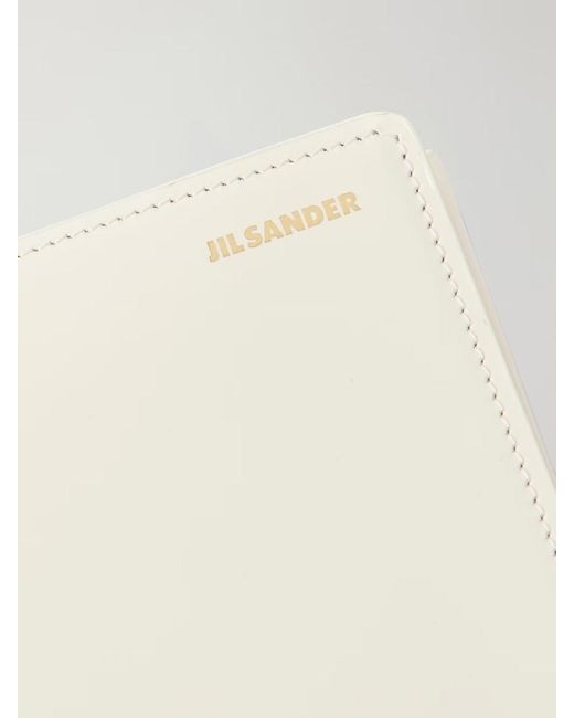 Jil Sander White File Medium Leather Shoulder Bag