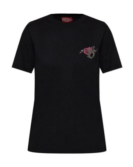 DIESEL Black T Reg S 1 Logo Print T-Shirt