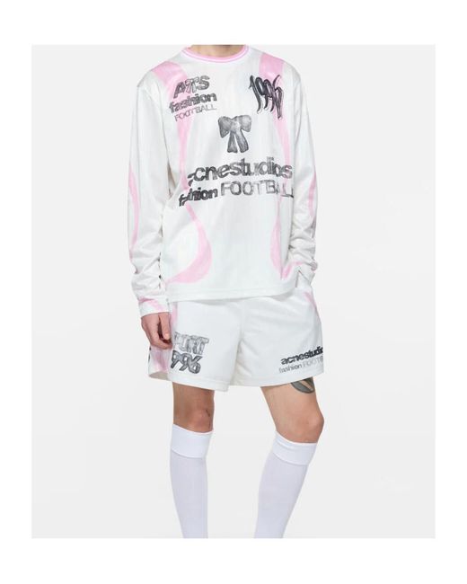 Acne White Casual Graphic Shorts for men