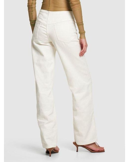 Christopher Esber White Cotton Denim High Rise Straight Jeans