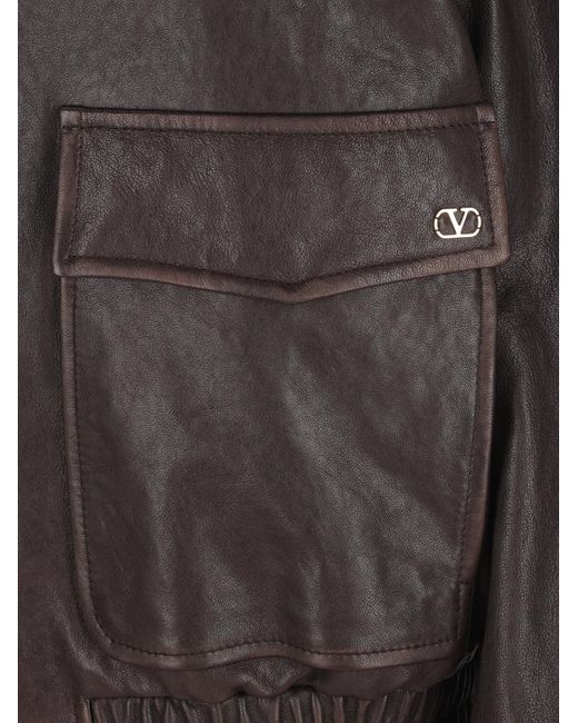 Valentino Black Collared Long-Sleeved Casual Jacket