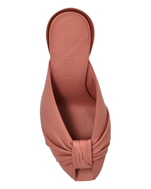 Chloé Pink Chloé Suzie Knotted Peep-Toe Heeled Sandals