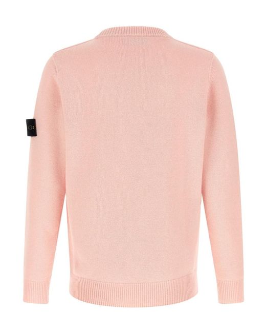 Stone Island Pink Long-Sleeve Crew-Neck Sweater for men