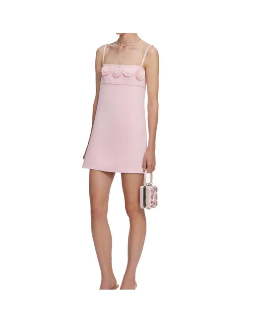 Self-Portrait Pink Floral-Appliqué Mini Dress
