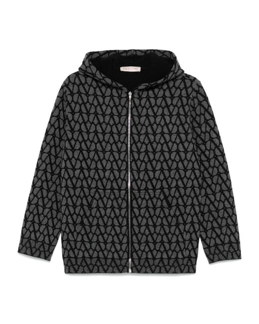 Valentino Black Vlogo Print Cardigan