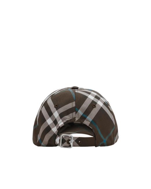 Burberry Gray Checked Baseball Cap for men