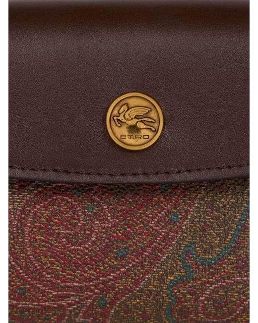 Etro Brown Arnica Tri-Fold Paisley-Print Wallet