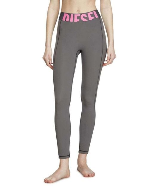 DIESEL Gray Adeline Logo-Waistband Leggings